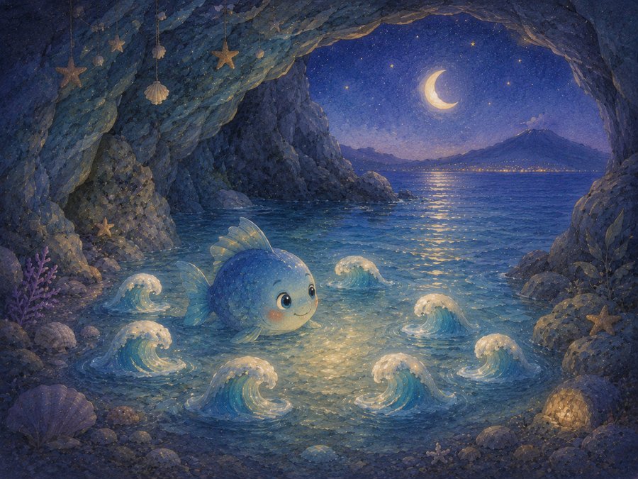 Illustration for The Little Fish Who Counted the Waves