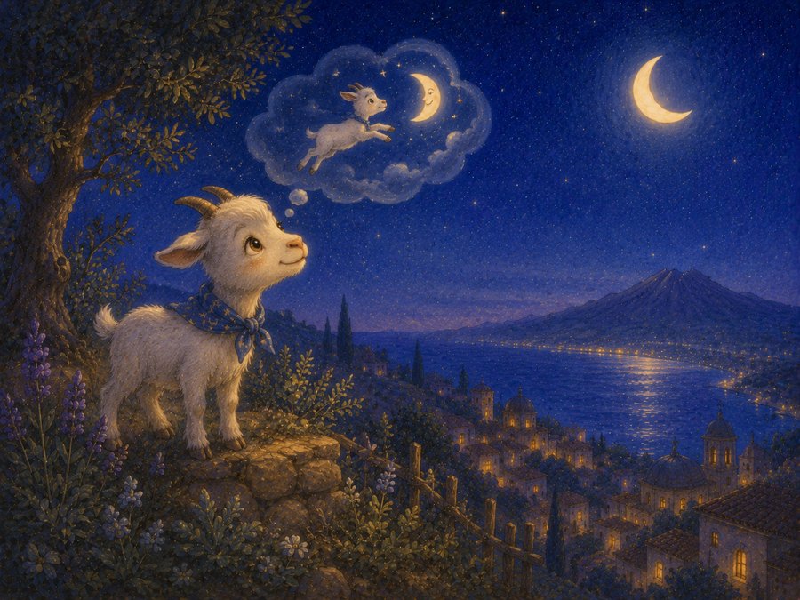 Illustration for The Goat That Wanted to Jump Over the Moon
