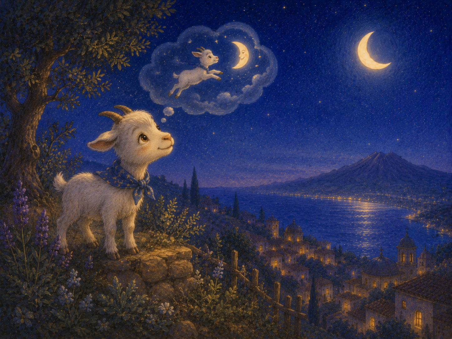 Illustrazione per La capra che voleva saltare la luna