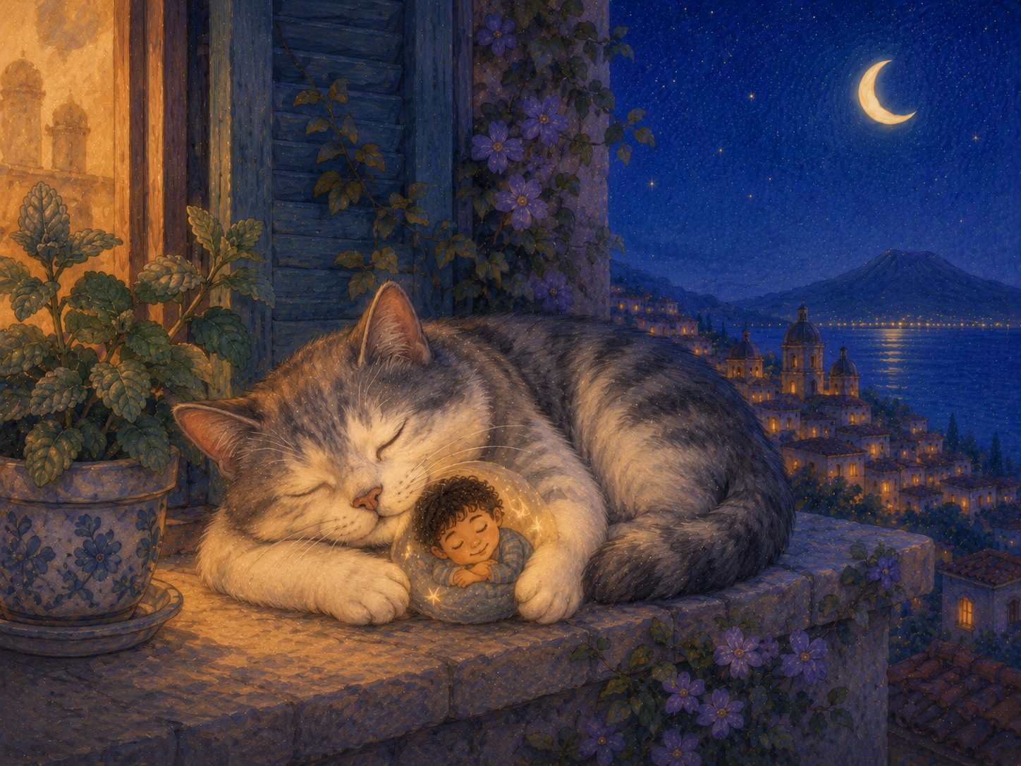 Illustrazione per Il gatto che dormiva sul davanzale