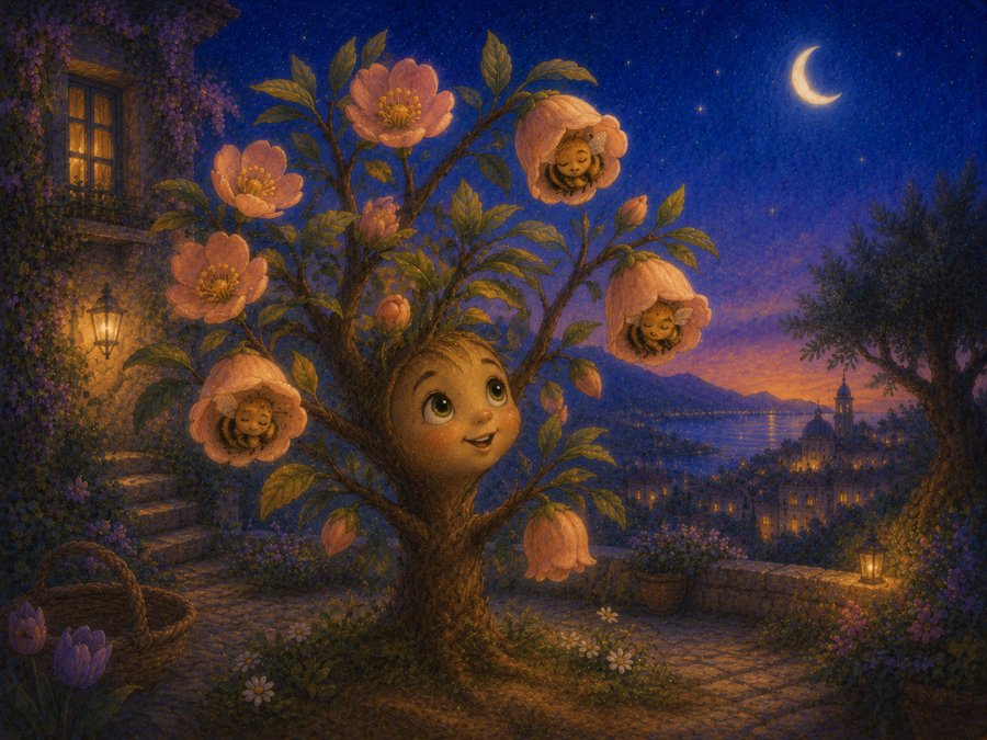 Illustration for The Peach Tree That Listened to Bees